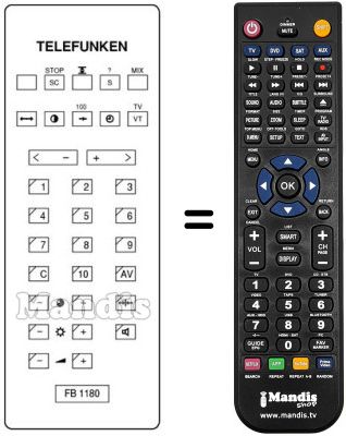 Replacement remote control FB 1180 (NON LUMINOSO)