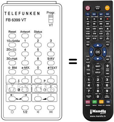 Replacement remote control FB 6399 VT