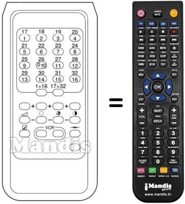 Replacement remote control Ultravox QUARK 22 / 27' CON VCR