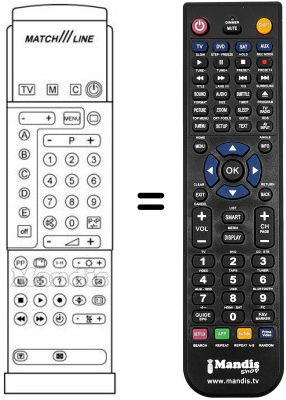 Replacement remote control PYE MATCH LINE 29 PT 910 B Replacement remote control PYE MATCH LINE 29 PT 910 B