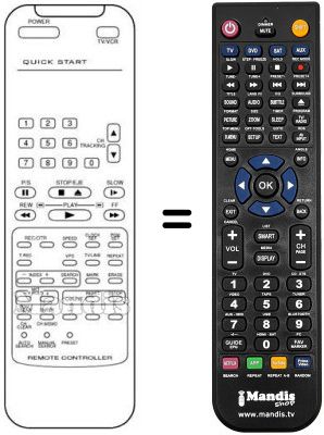 Replacement remote control Portland PVCR 201
