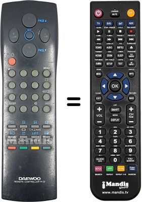 Replacement remote control Daewoo DTC 29G1 Replacement remote control Daewoo DTC 29G1