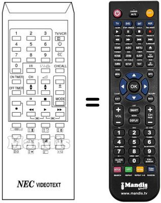Replacement remote control RC-1008 E VIDEOTEXT Replacement remote control RC-1008 E VIDEOTEXT