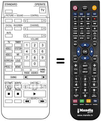 Replacement remote control RC-1073 E Replacement remote control RC-1073 E