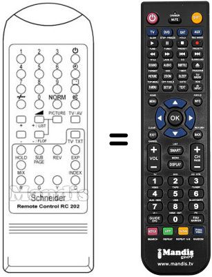 Replacement remote control RC 202