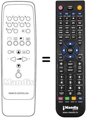 Replacement remote control Dual TV 7001