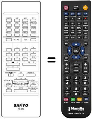 Replacement remote control RC 650