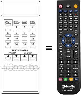 Replacement remote control Supertech TVP 003
