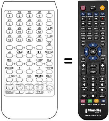 Replacement remote control TELECOMPUTER 7443 STEREO