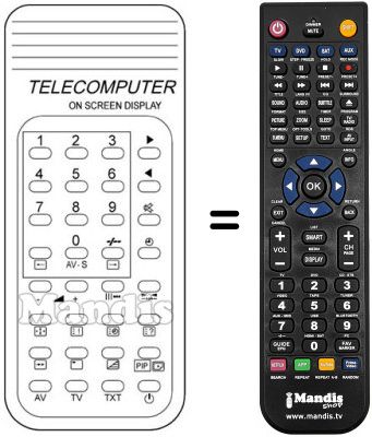 Replacement remote control TELECOMPUTER ON SCREEN DISPLAY