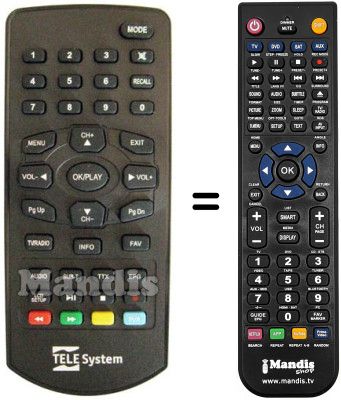 Replacement remote control MAJESTIC TVD 934