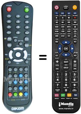Replacement remote control DIKOM TVH 1930 DVD