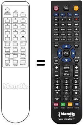 Replacement remote control Amstrad VCR 9512