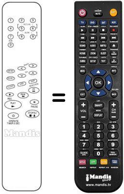 Replacement remote control White Westinghouse VTR 2096