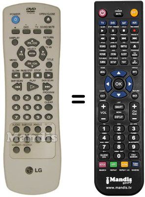 Replacement remote control LG DVD 5183