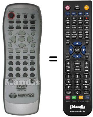 Replacement remote control Daewoo DVD 8000 F Replacement remote control Daewoo DVD 8000 F
