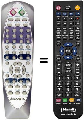 Replacement remote control MAJESTIC DVX 275