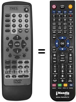 Replacement remote control THES DV 288-B