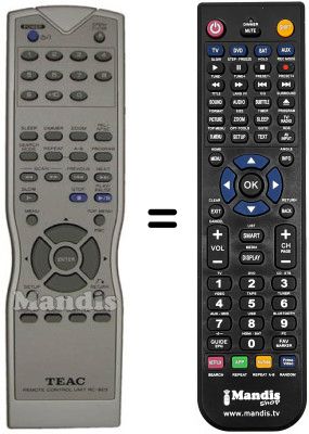 Replacement remote control TEAK DV-3300