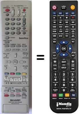 Replacement remote control Sharp DV-HR 300