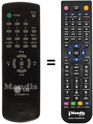 Replacement remote control LG 6710V00017M