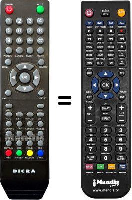 Replacement remote control DICRA TV LCD 015EL