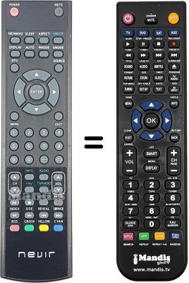 Replacement remote control Nevir NVR7023-TTG-16