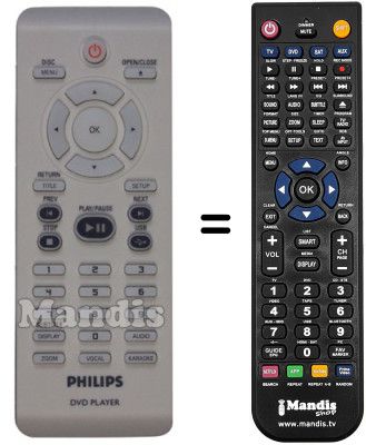 Replacement remote control Philips DVP5980