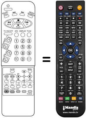 Replacement remote control Daewoo DVT5582 TXT
