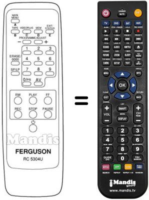 Replacement remote control RC5304U