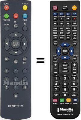Replacement remote control Daewoo DT6974 Replacement remote control Daewoo DT6974