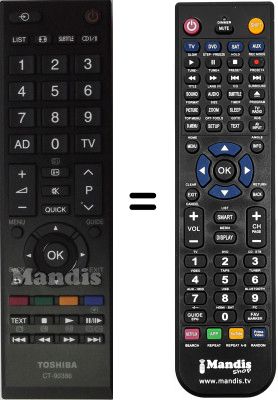 Replacement remote control Toshiba 40RL838G