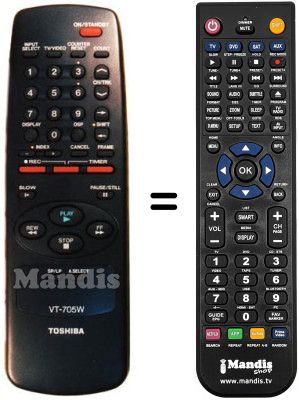 Replacement remote control Toshiba V705W