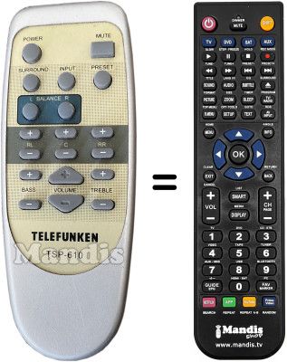 Replacement remote control Telefunken TSP-610 REMOTE Replacement remote control Telefunken TSP-610 REMOTE