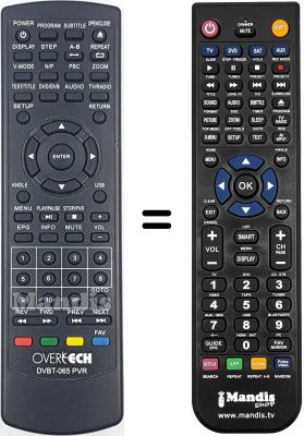 Replacement remote control Overtech DVBT-065 PVR