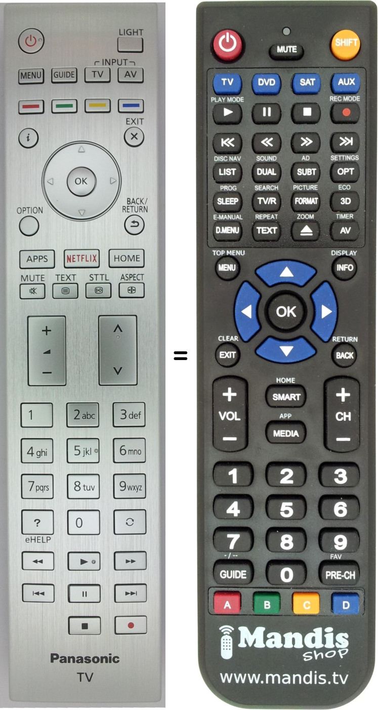 Replacement remote control Panasonic N2QAYA000097