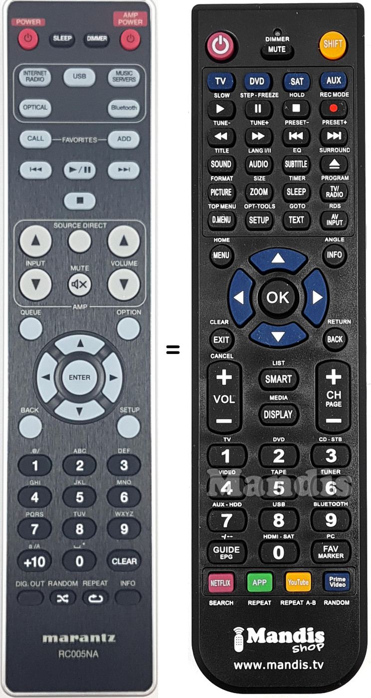 Replacement remote control Marantz RC005NA