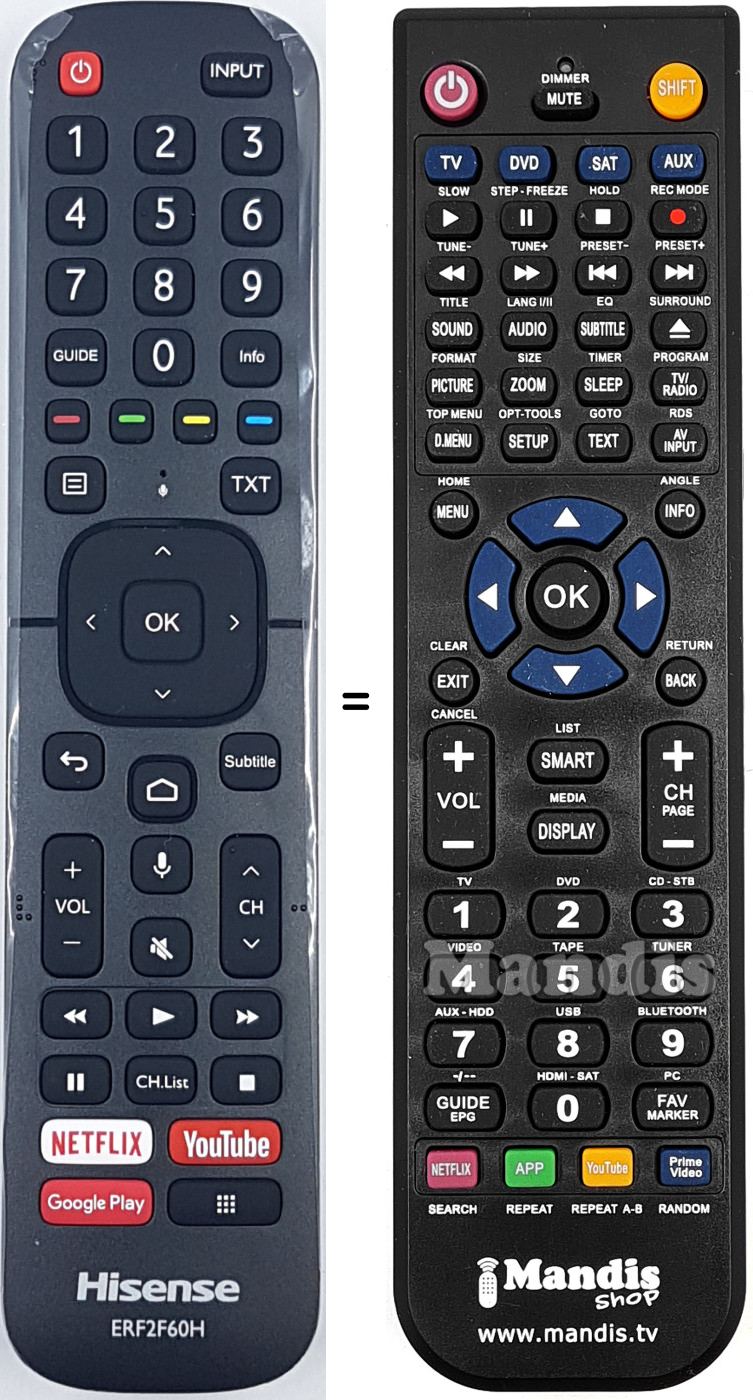 Replacement remote control ERF2F60H