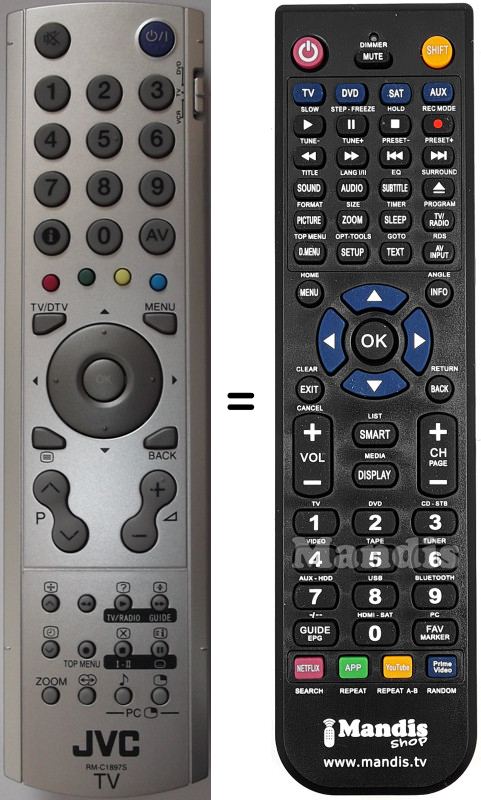 Replacement remote control JVC RMC1897S