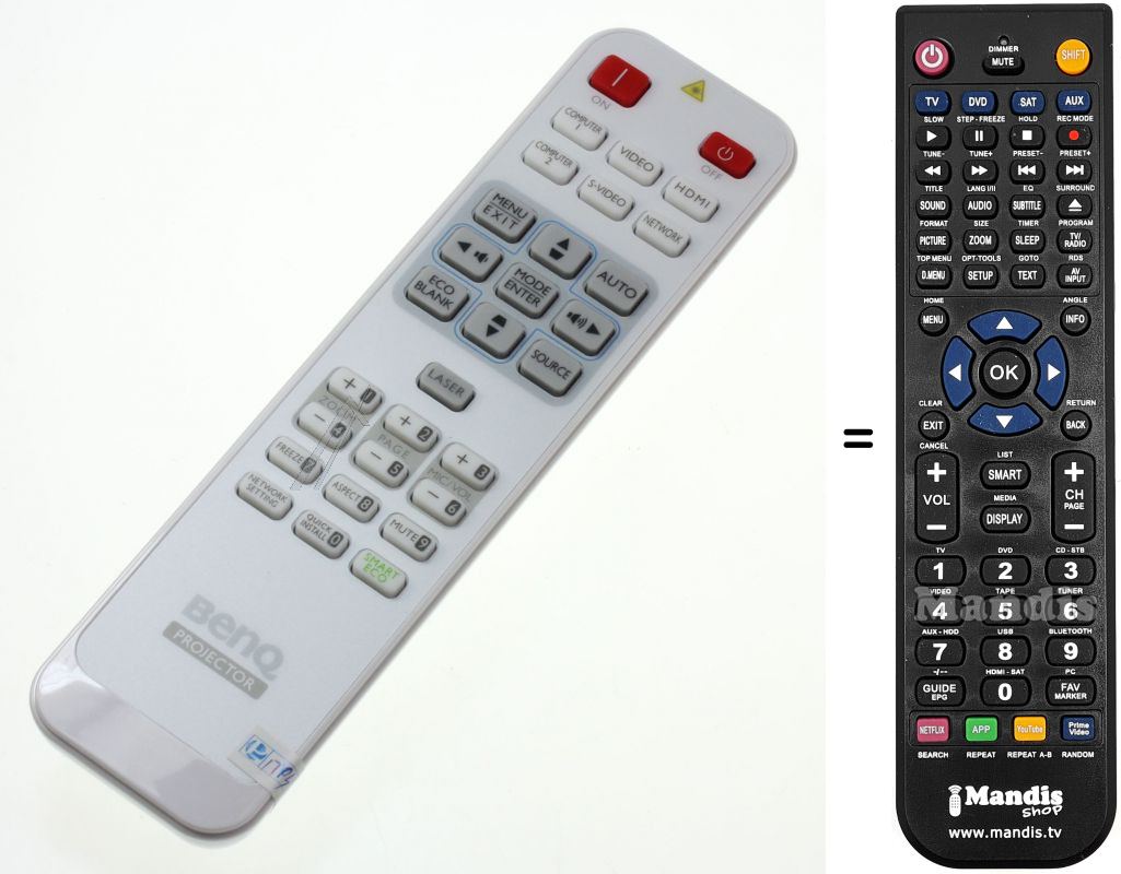 Replacement remote control Benq W1080ST