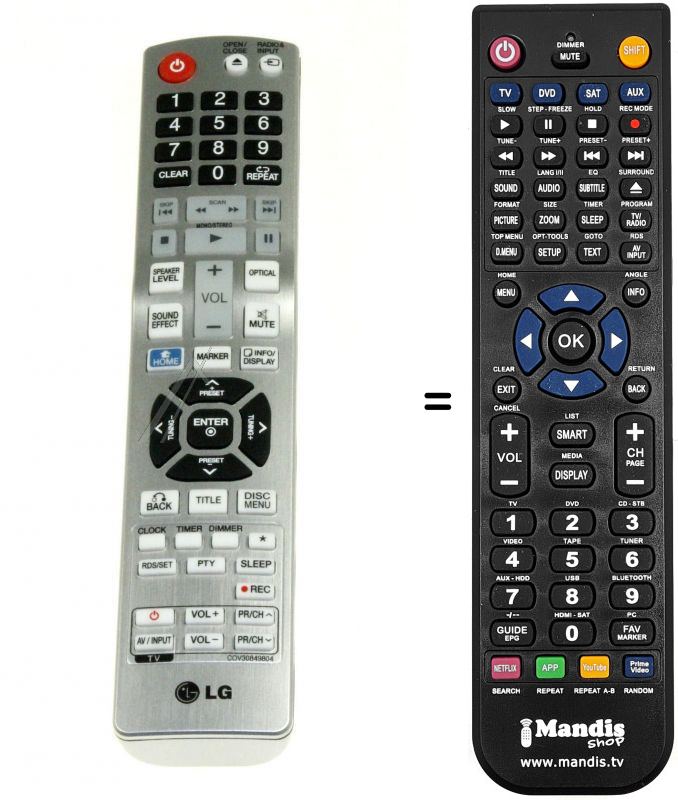 Replacement remote control LG COV30849804